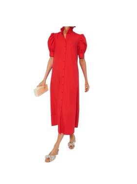 Hyacinth House Red Ruffle Collar Louisa Maxi Dress